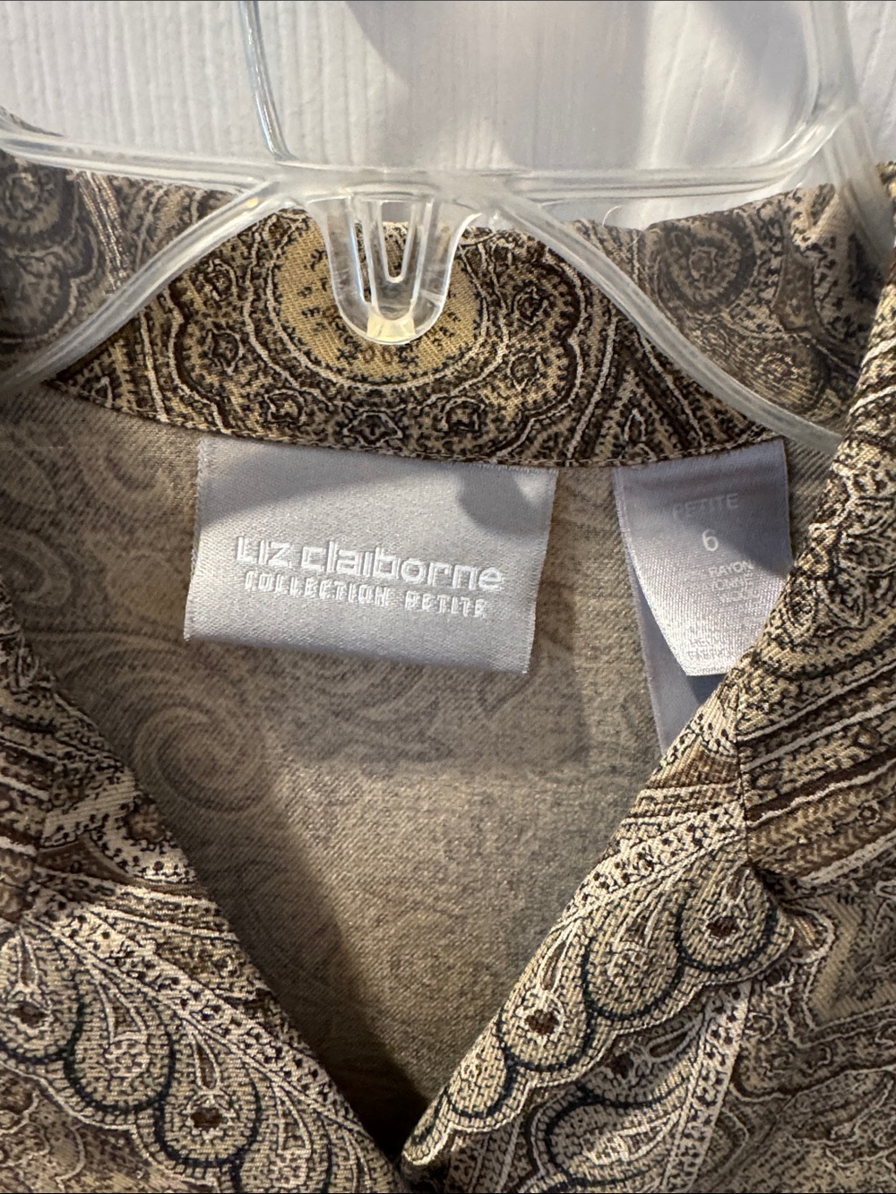 Liz Claiborne Paisley Blouse and skirt in Taupe and Black - Picture 2 of 5